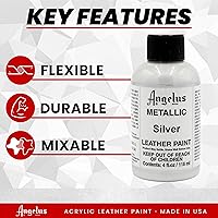 Vista 2 de Angelus - Pintura metálica para cuero, 4 onzas, plata