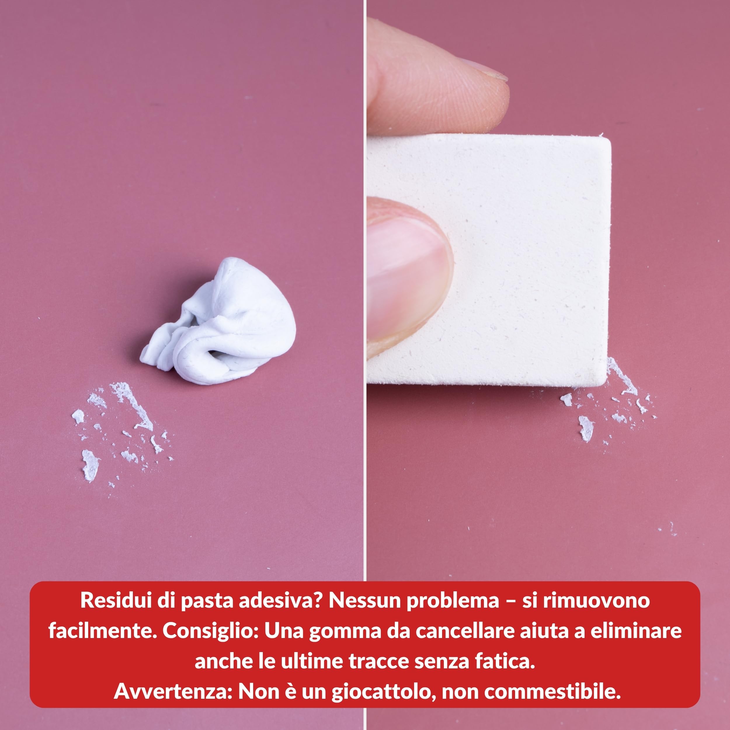 LENS-AID Pasta Adesiva Bianca 96 Pezzi Rimovibile Riutilizzabile per Foto Poster Modellismo DIY