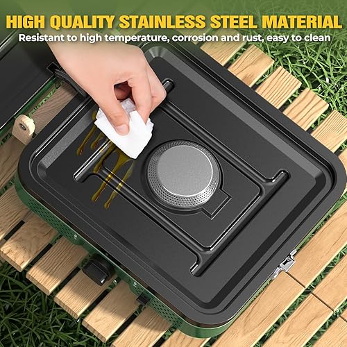 Miniatura 6 de Estufa de camping plegable de 2 quemadores con plancha (textura y suave)