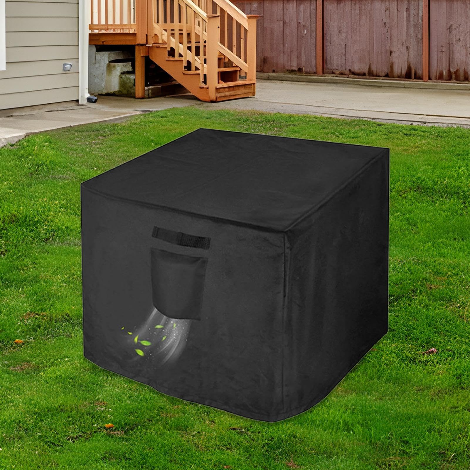 Housse de brasero imperméable – 81 x 81 x 61 cm – Revêtement en PVC robuste – Protection UV – Bouclier de foyer carré pour terrasse, balcon, terrasse, voyage, camping