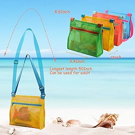 MUYIZI Beach Shell Bags for Collecting Shells - Mesh Bags for Kids and Adults