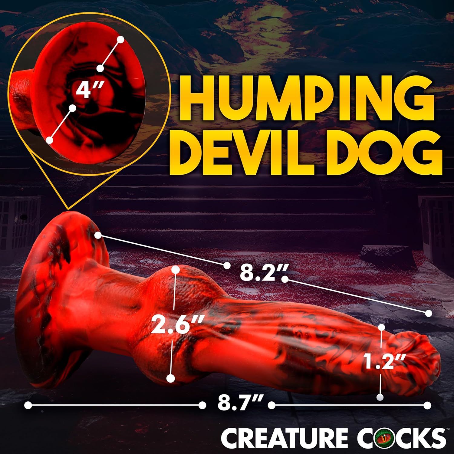CREATURE COCKS Hell Wolf Thrusting & Vibrating Silicone Dildo w/Remote Control for Men, Women, & Couples.Fantasy Dildo, Thrusting and Vibrating. Waterproof & Rechargeable. 2 Pieces, Red & Black.