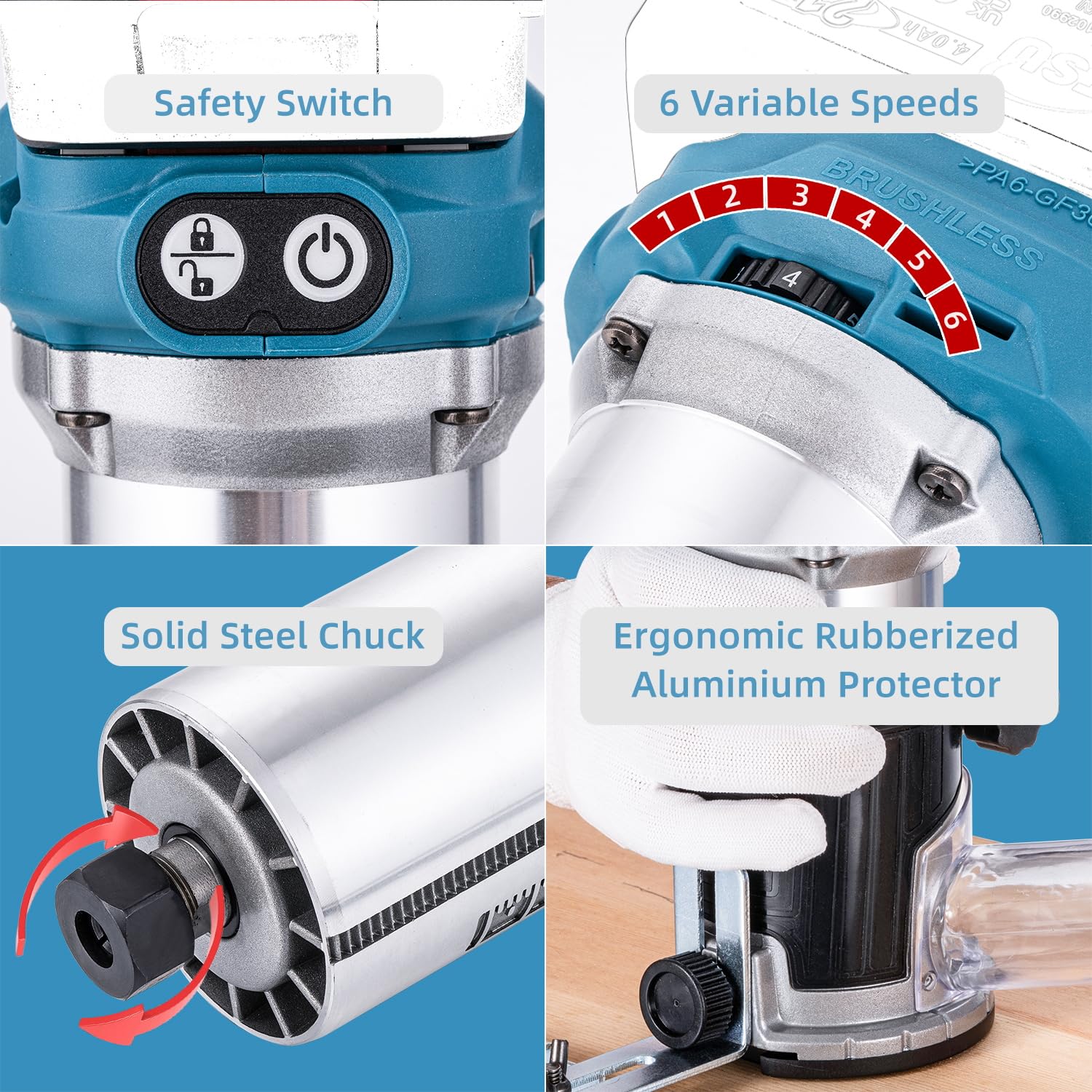 KATSU FIT-BAT 18V Cordless Legno Trimmer Laminatore Router - Foto 3