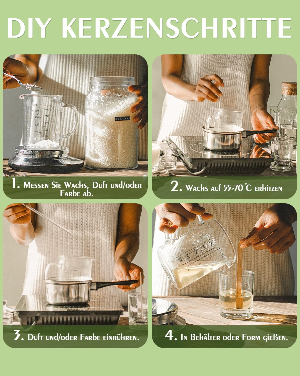 BOYUJK Wosk sojowy do świec 4 kg/5 kg/10 kg, naturalny wosk do świec premium, 100% wosk sojowy do produkcji świec z upraw ekologicznych (4 kg)
