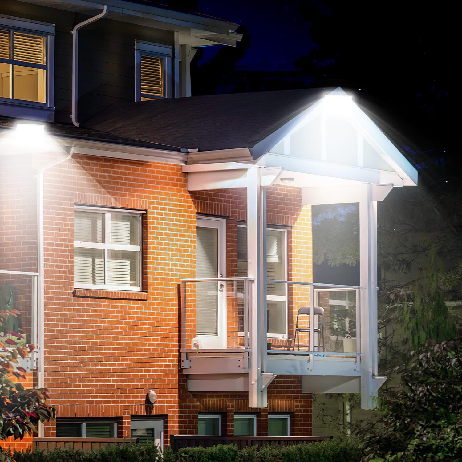 LED Strahler Außen 100W,4 Stück LED Fluter 6000K Kaltweiß 9900LM Led Scheinwerfer, IP65 Wasserfest Aussenstrahler für Hell Garten Hof Türen Rasen Garage [Energieklasse E]