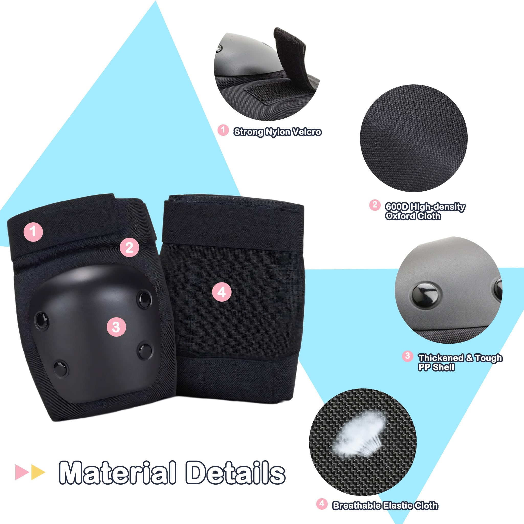 Hoclauho 6-in-1 Protektoren Set Für Inliner & Skateboard - Knieschoner, Ellenbogenschoner, Handgelenkschützer