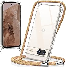 caslord Case for Google Pixel 8a with Rope, Transparent Soft TPU Case with Adjustable Hanging Strap Necklace Neck Strap Chain Lanyard 1.6M - Rainbow