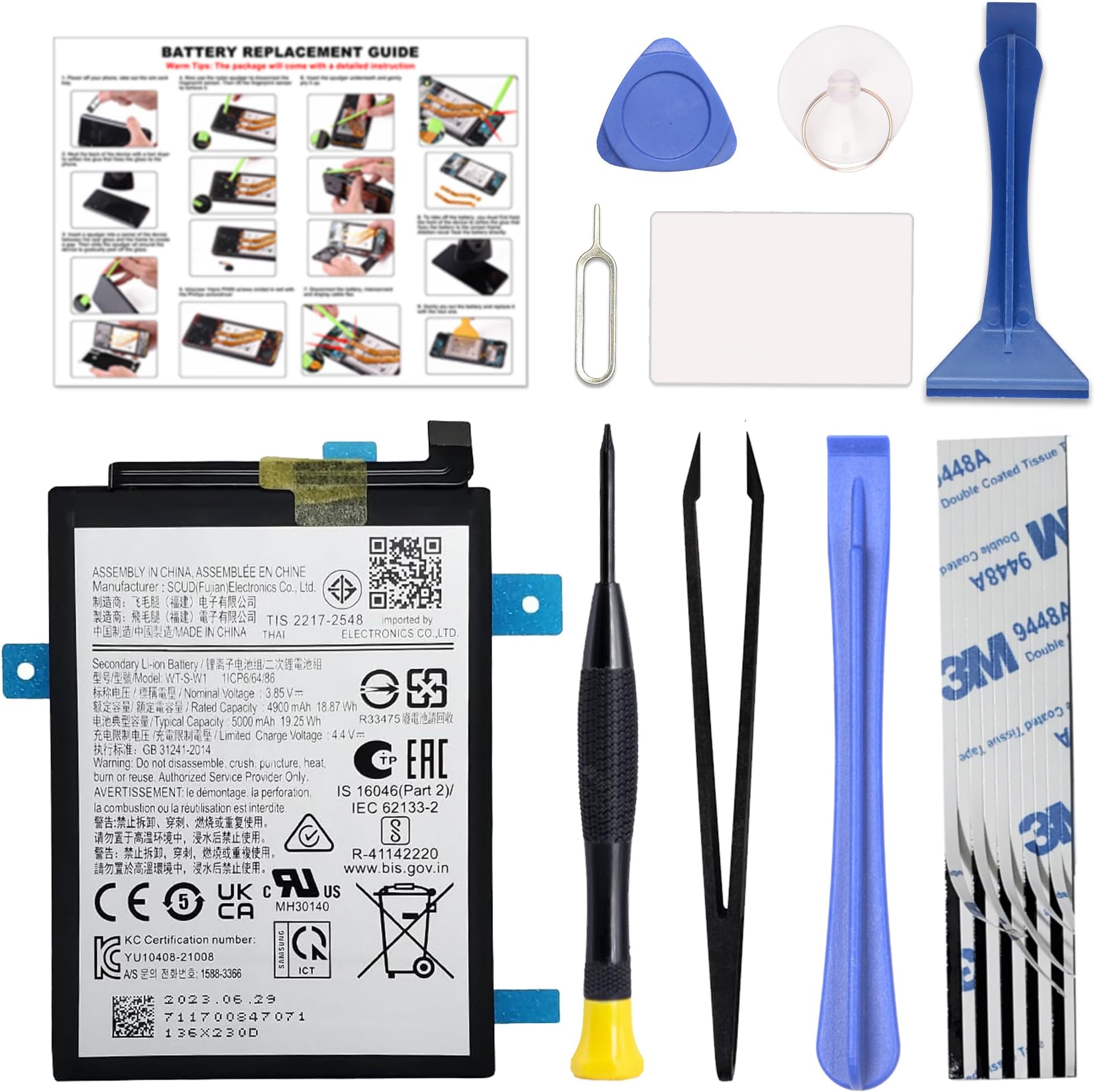 GREEN FUSION for Galaxy A14 5G Battery Replacement WT-S-W1, Compatible with Samsung Galaxy A14 5G SM-A146B, SM-A146B/DS, SM-A146U with Instruction & Repair Toolkit