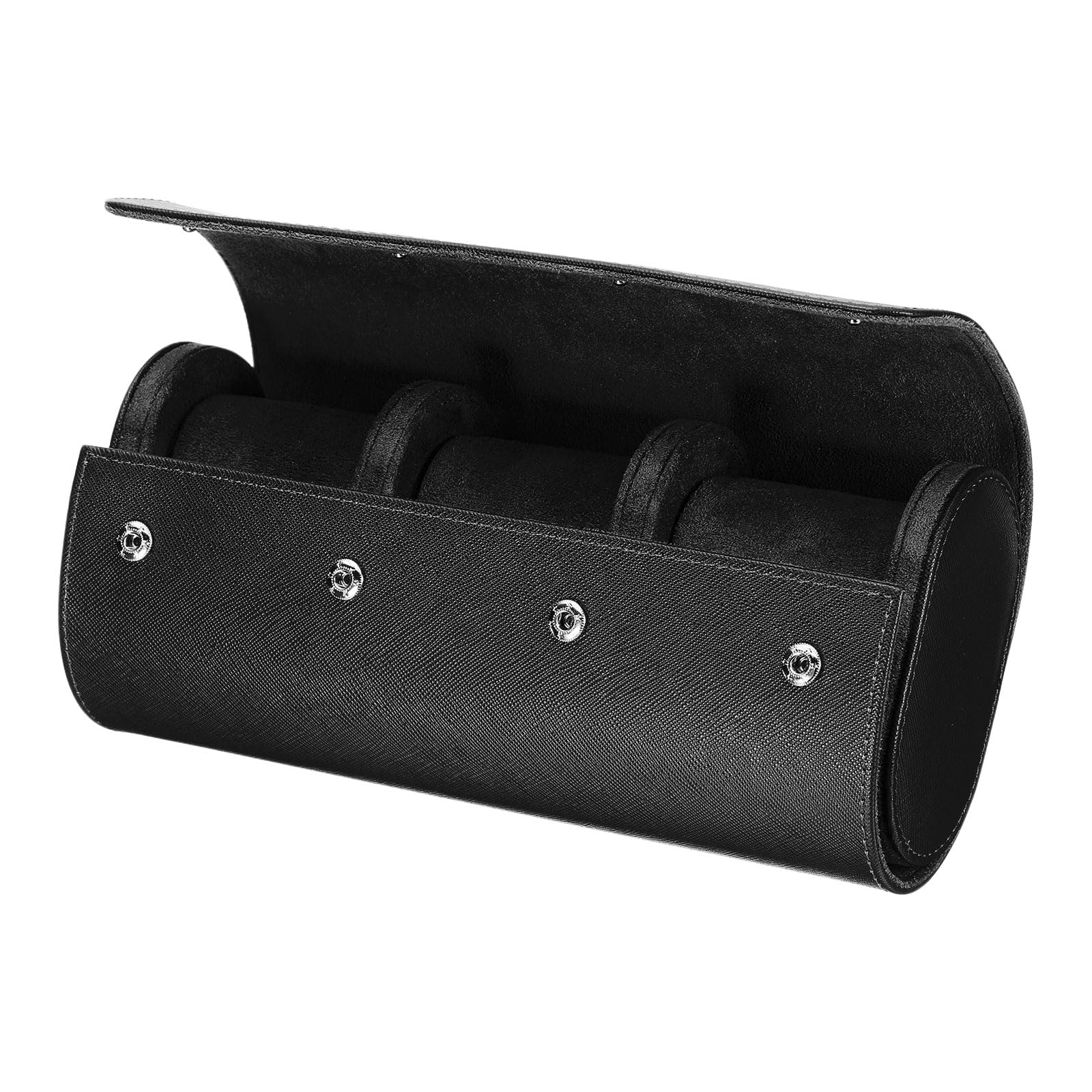 HARFINGTON Watch Roll Travel Case 3 Slots Portable Leather Watch Cases for Men and Women, Watches Storage Organizer with Removable Pillow for