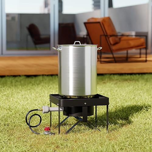 Miniatura 4 de Olla de aluminio para freír pavo de 30 cuartos de galón con tapa y accesorios