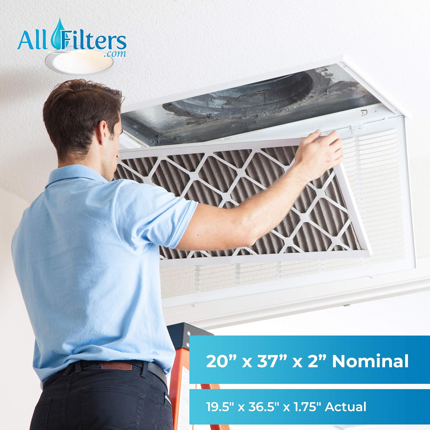 SpiroPure 20X37X2 MERV 8 Geothermal Air Filters - Made in USA (6 Pack)