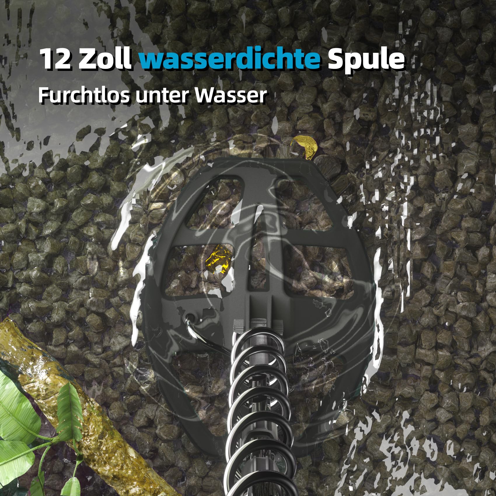 DR.ÖTEK Metalldetektor Profi Set für Erwachsene, Hochpräziser Metalldetektor mit Bodenausgleich, 5 Modi, 12" wasserdichte Double-D Spule, Gold Detektor für Strandjagd, mit Zubehör, Blau