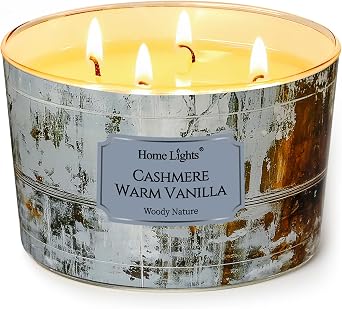 HomeLights Scented Candles for Women & Men, 18oz Candle Jars Aromatherapy 4-Wick Candle, Ideal for Industrial Chic Home Decor and Gifts, Cashmere Warm Vanilla