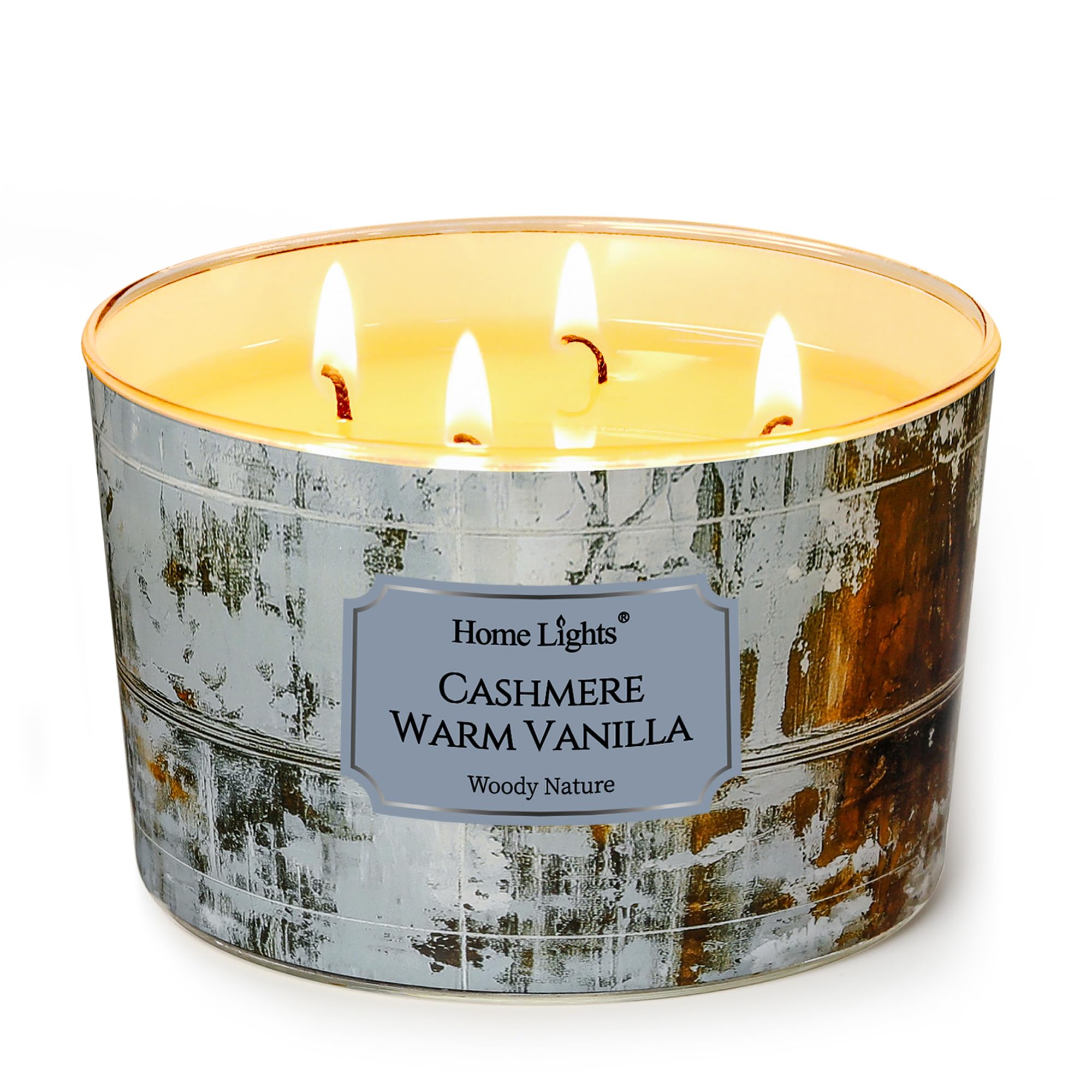Home Lights Scented Candles for Women &amp; Men, 18oz Candle Jars Aromatherapy 4-Wick Candle, Ideal for Industrial Chic Home Decor and Gifts, Cashmere Warm Vanilla