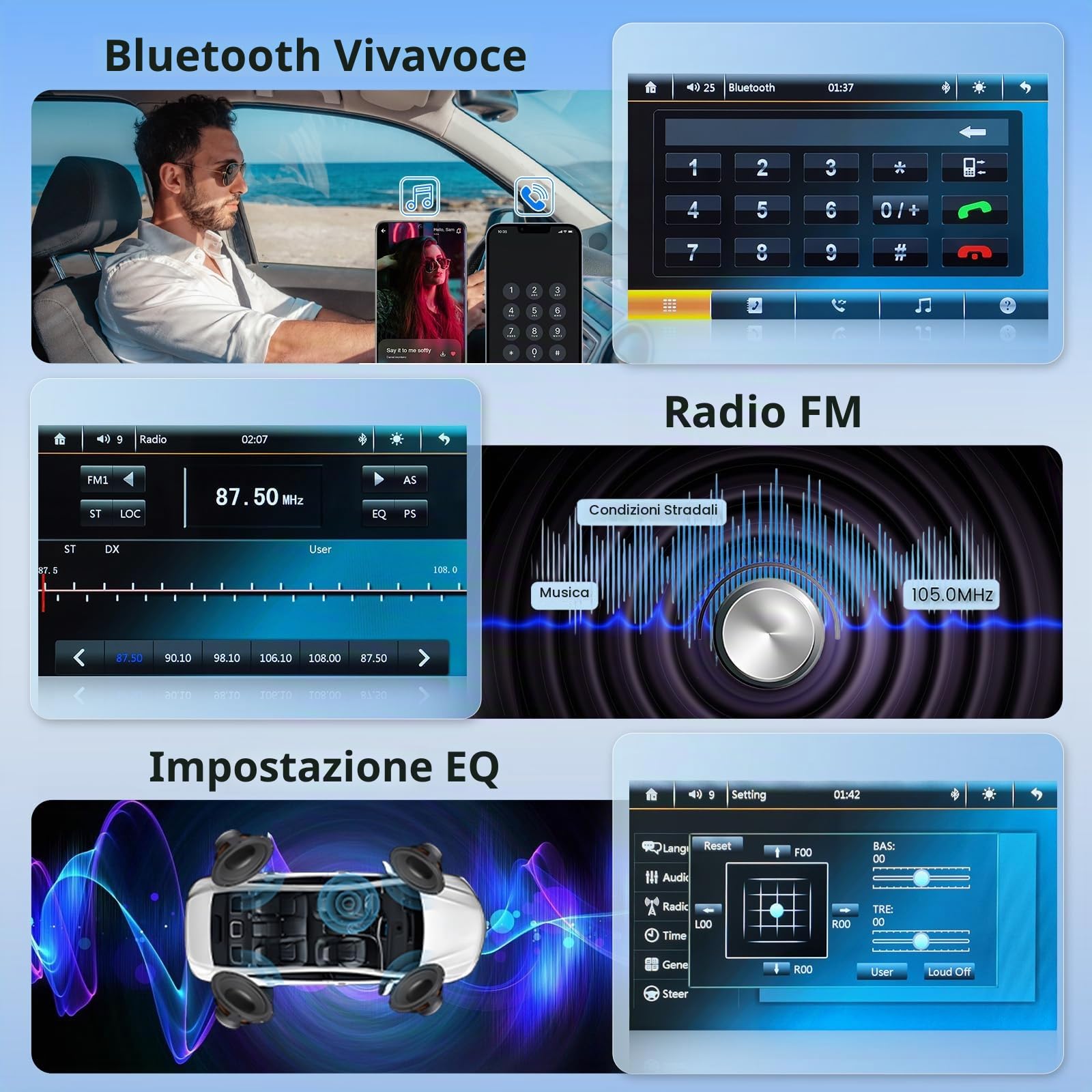 Hikity 7" 1 DIN Autoradio con Bluetooth FM Retrocamera | Touchscreen Mirror Link Comandi al Volante Vivavoce USB AUX