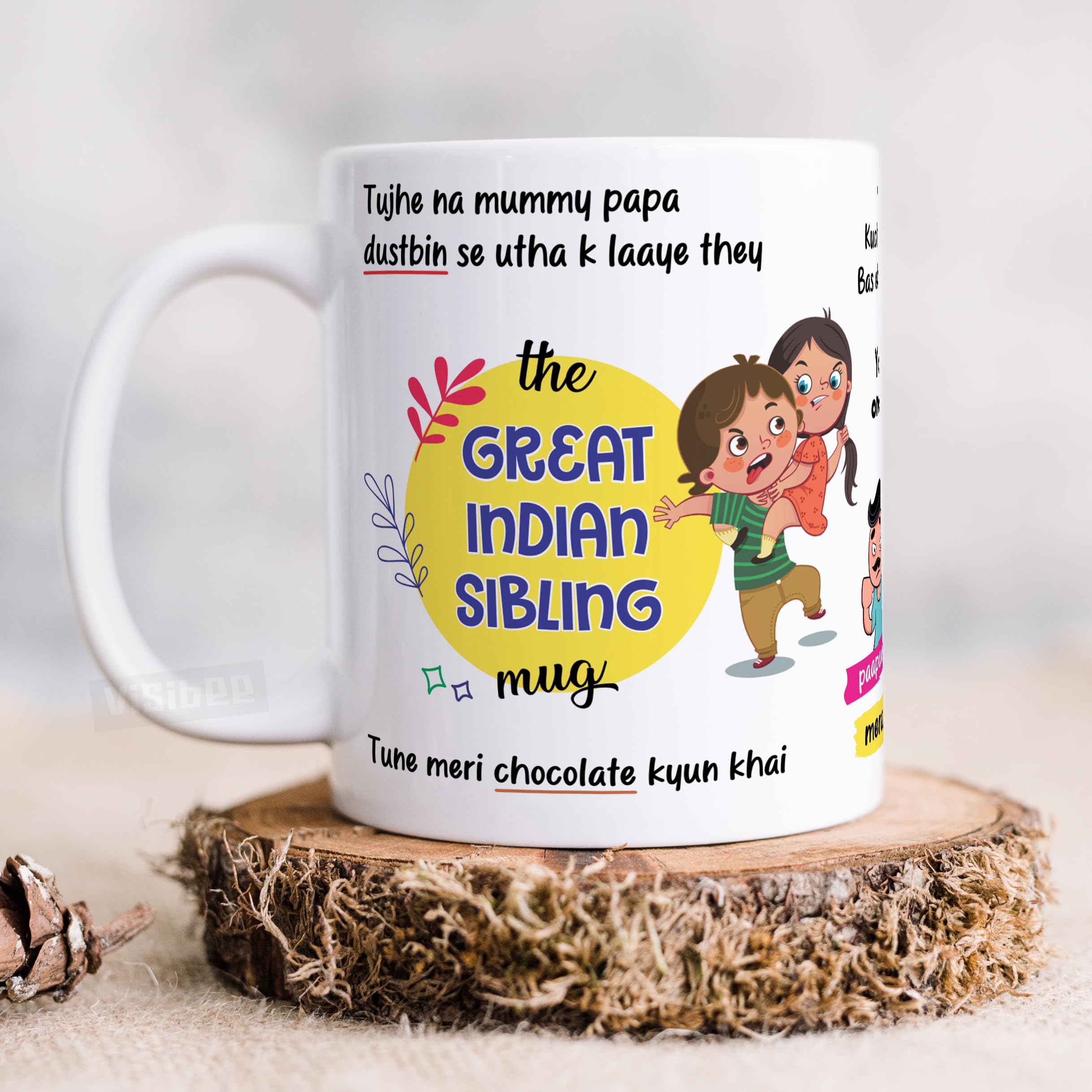 Visibee The Great Indian Sibling Mug - 325ml Ceramic White Cup for Brother and Sister - Heartwarming Design Celebrating Sibling Bonds on Special Occasions with Tradition and Love (B0CX5CV5G9) Amazon Price History, Amazon Price Tracker