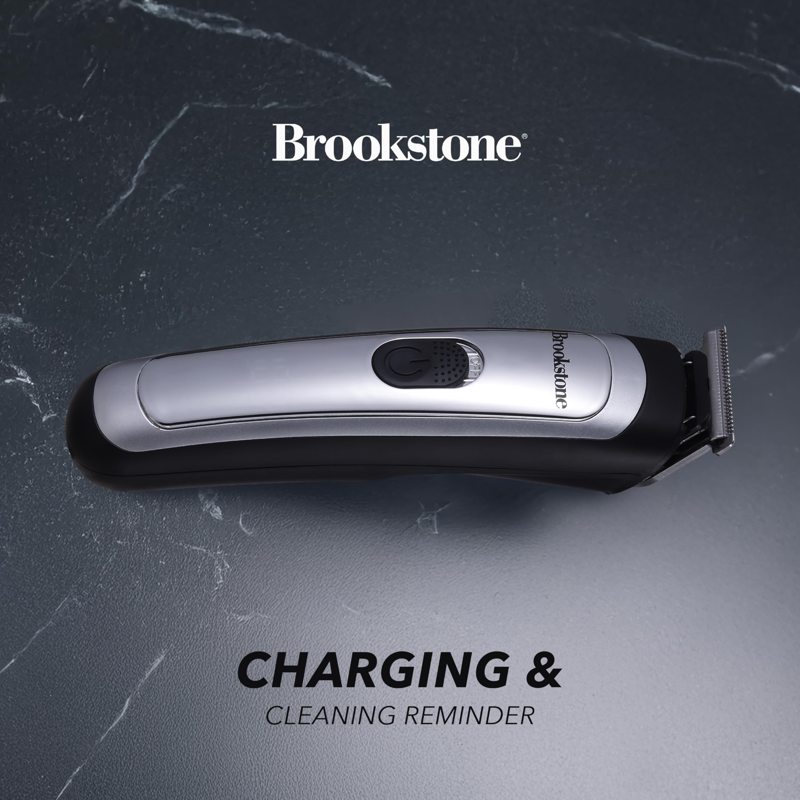 Brookstone - Hair & Beard Trimmer Kit, Precision Grooming for Hair, Beard, & Body with Adjustable Combs, Charging Base & Accessories (14-Piece)