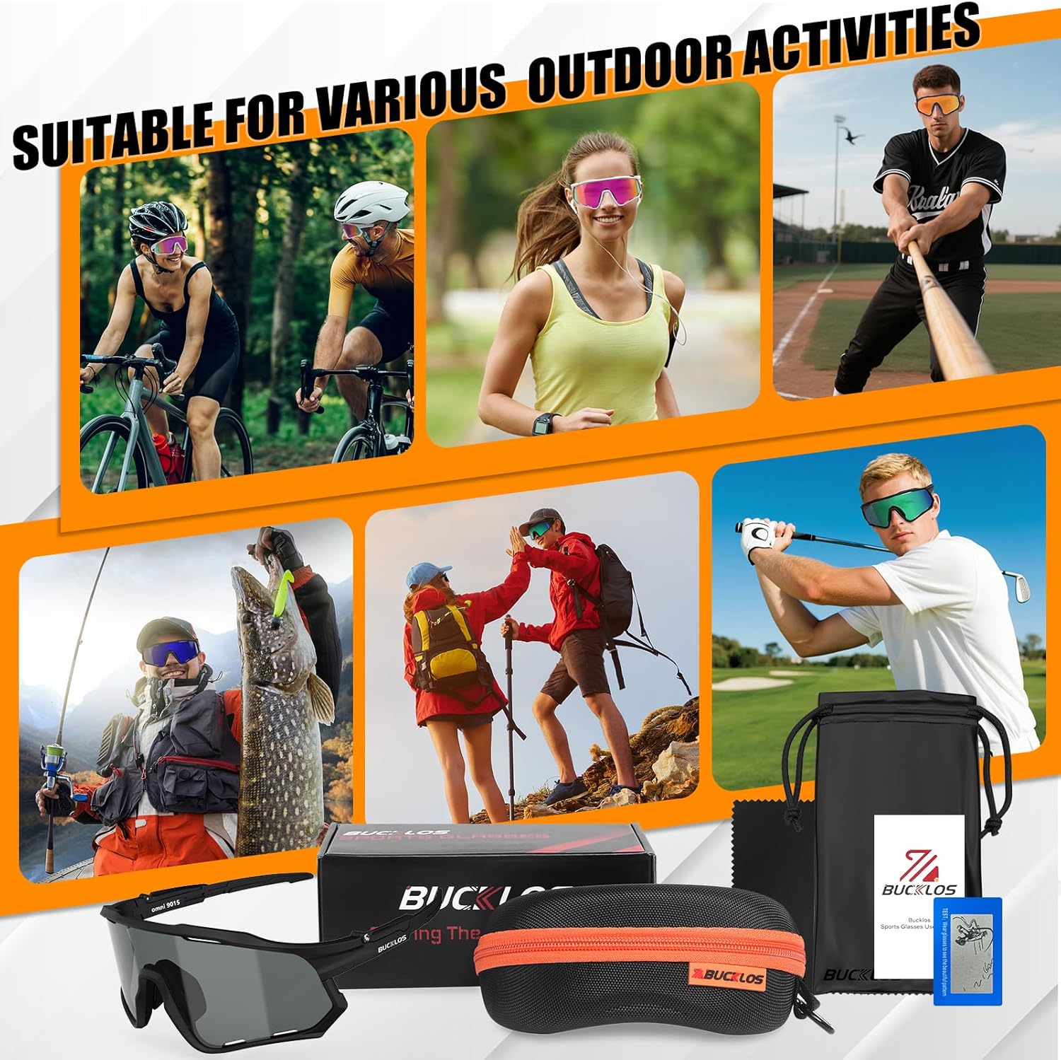 BUCKLOS Polarized Cycling Running Sunglasses for Men Women UV400 Protection,TR90 Sun Glasses for Bike Baseball Sports Safety - Image 6