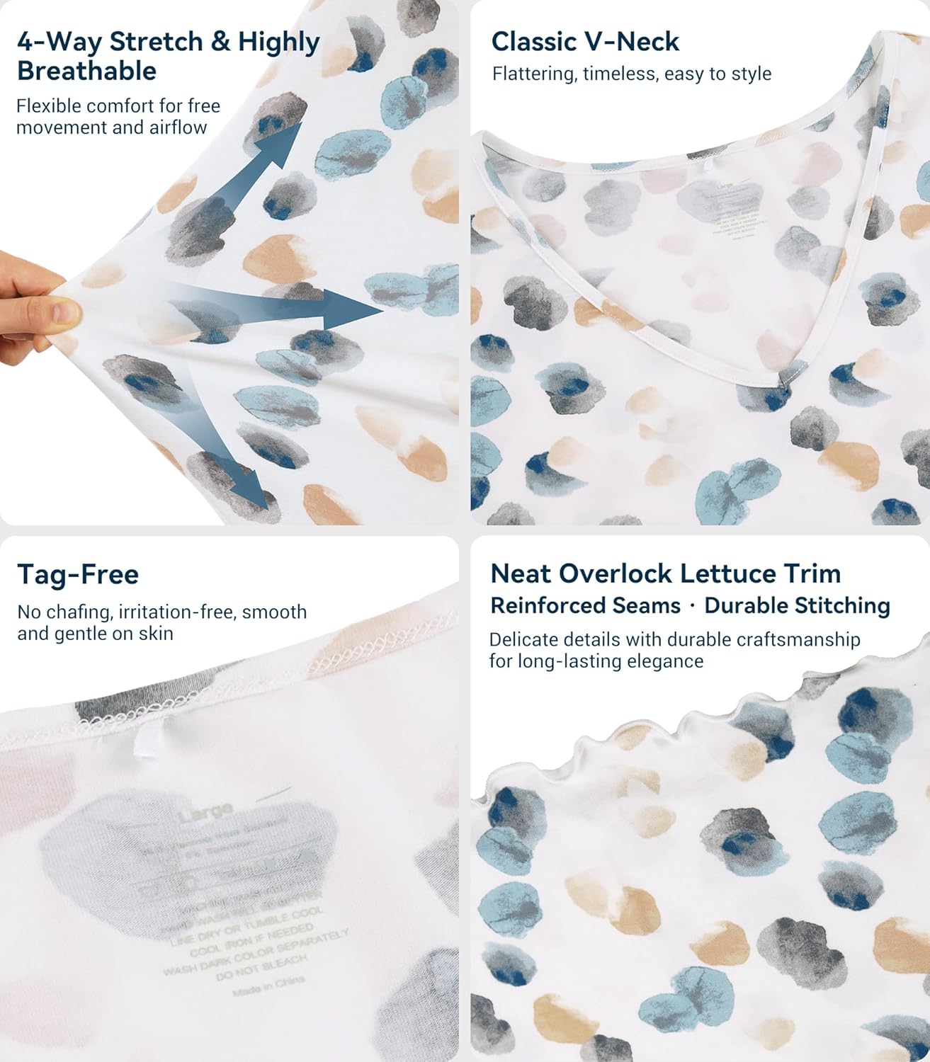 WiWi Womens Viscose from Bamboo Super Soft Nightgowns Short Sleeve Sleep Night Shirt Cooling Ladies Plus Size Sleepwear S-4X - Image 4