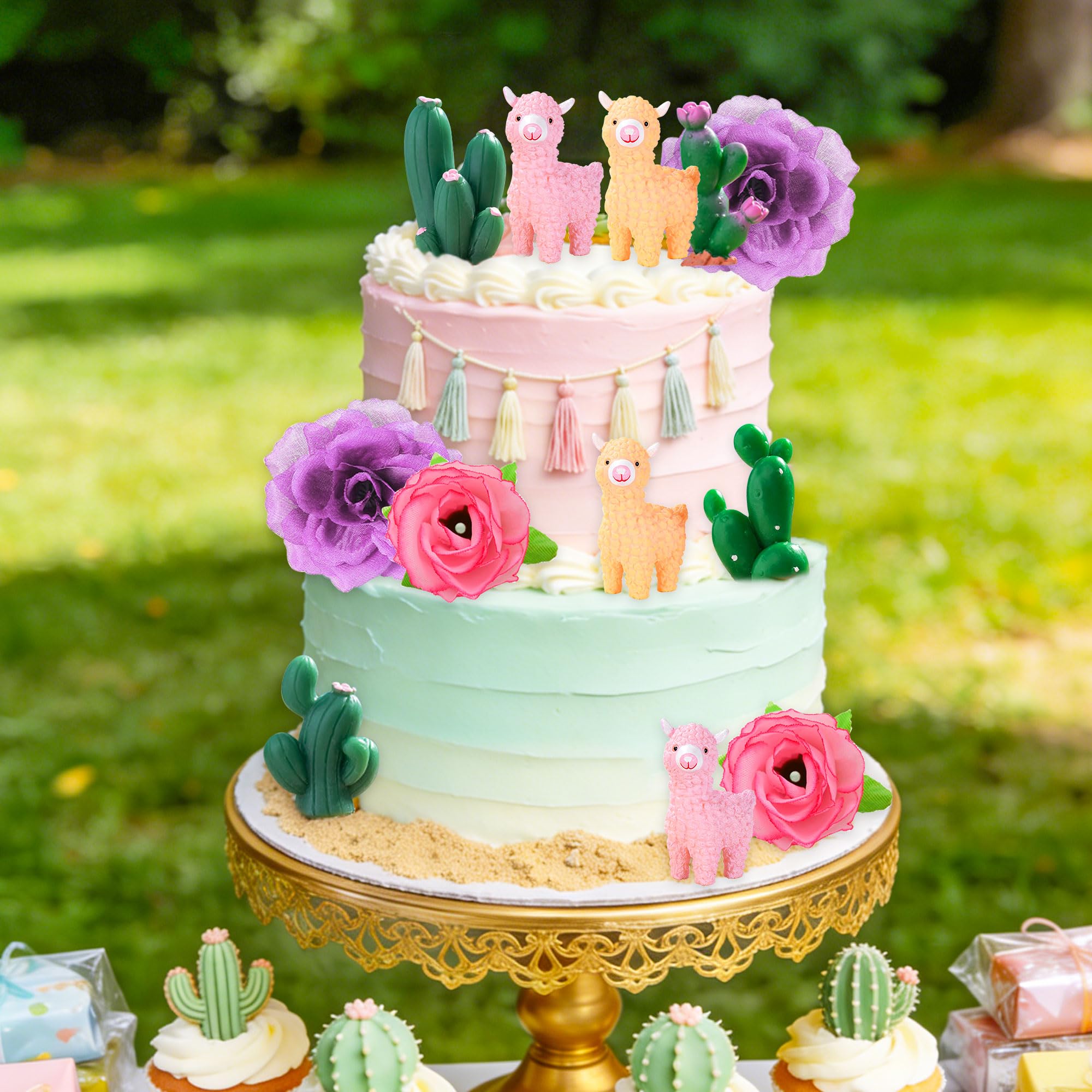 Llama Cactus Alpaca Cactus Cake Topper Decorations for Mexican Fiesta Birthday Baby Shower Cinco De Mayo Party Supplies - Image 3