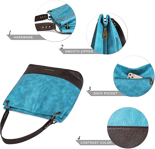 Miniatura 7 de Montana West Bolso Hobo para mujer con asa superior y bolsillos con cremallera