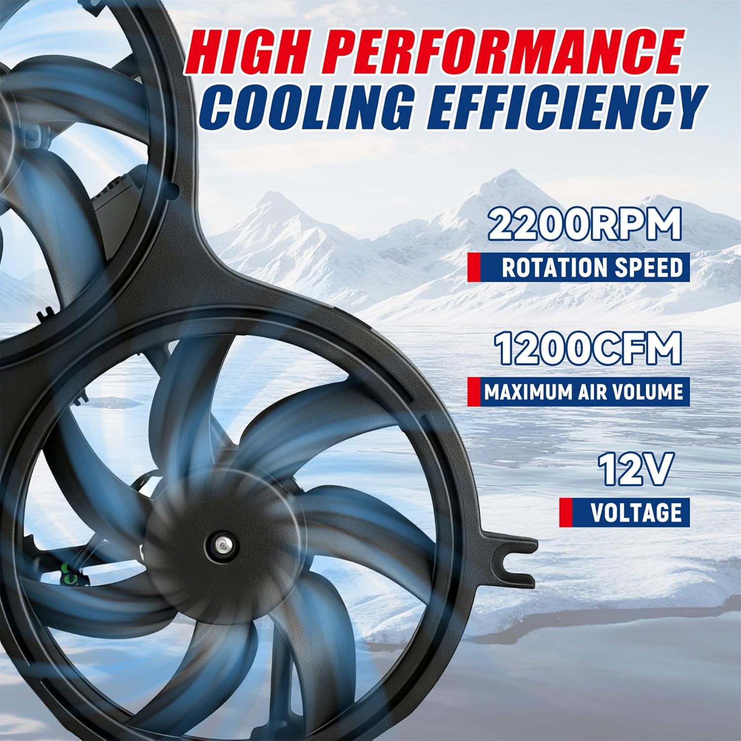 Dual Radiator Fan with Control Module Replacement for Pathfinder 2013-2017 Replacement for QX60 2014-2019 Replacement for JX35 2013 Replacement for 621-586 621586 214813JA2E NI3115149