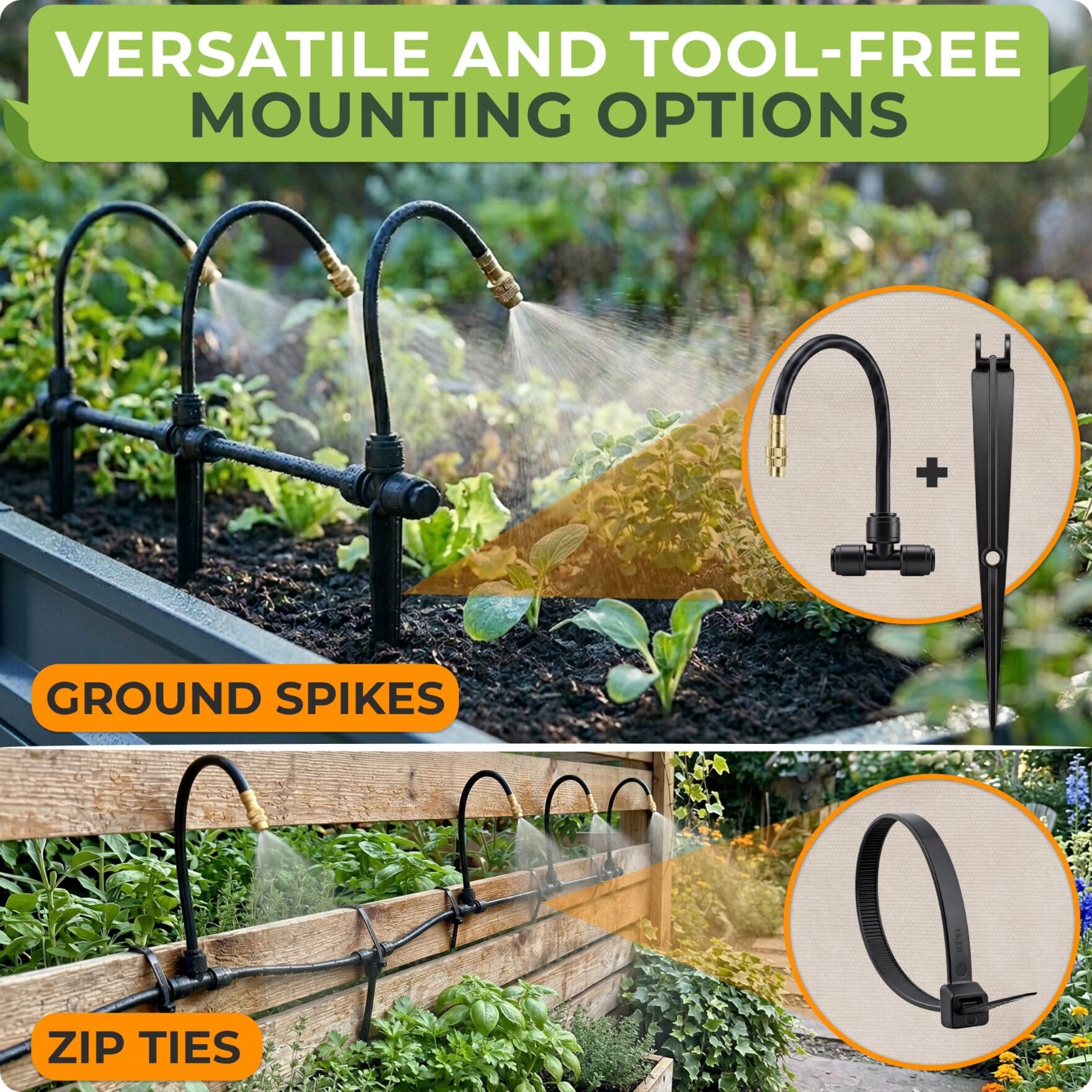 CARPATHEN Kit sistema di irrigazione a goccia con ugelli in rame atomizzatore, 15,2 m | Per aiuole rialzate, piante in vaso o serra con 16 ugelli per irrigazione regolabili a 360°