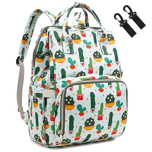 Mochila de pañales de cactus para bebés niños y niñas, bolsas grandes impermeables para pañales para mamá y papá