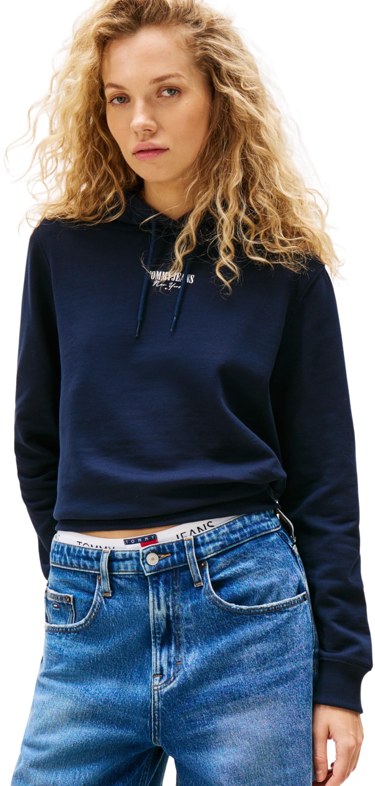 Tommy Jeans Women's Tjw Reg Ess Logo 2 Hoodie Ext Dw0Dw20943 Pullover, Blue (Dark Night Navy), S