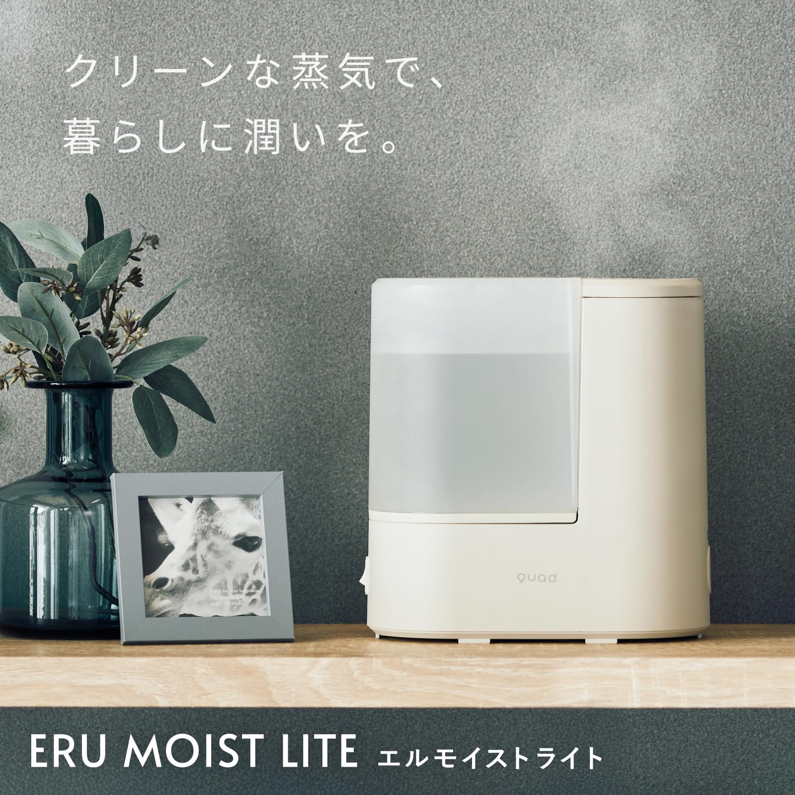 Amazon.co.jp: QUADS(クワッズ) スチーム加湿器 蒸気式 1.8L 最大加湿