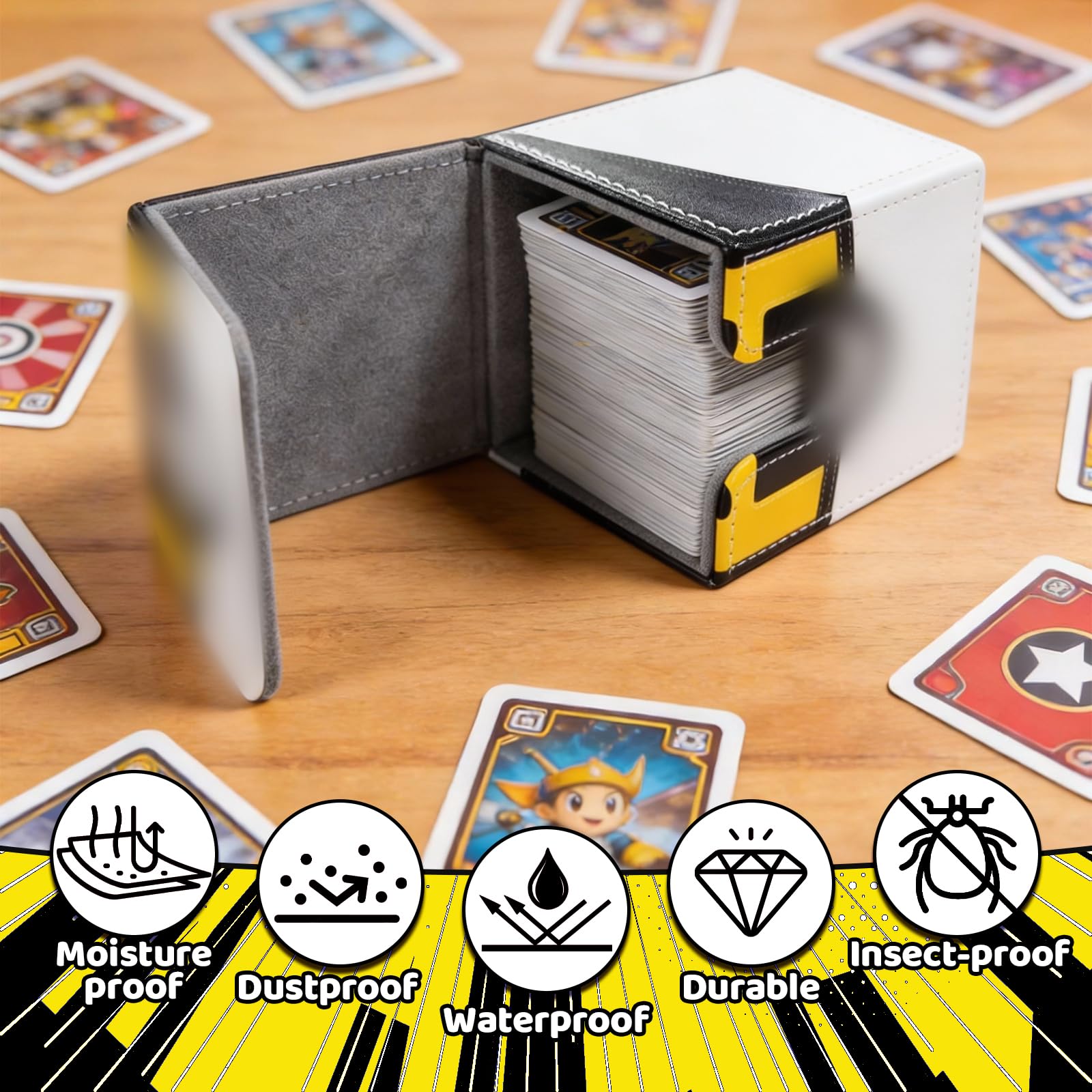 ECOSEAO Boîte Rangement Cartes MTG, Magnetic Deck Box en Cuir pour Plus ECOSEAO Boîte Rangement Cartes MTG, Magnetic Deck Box en Cuir pour Plus