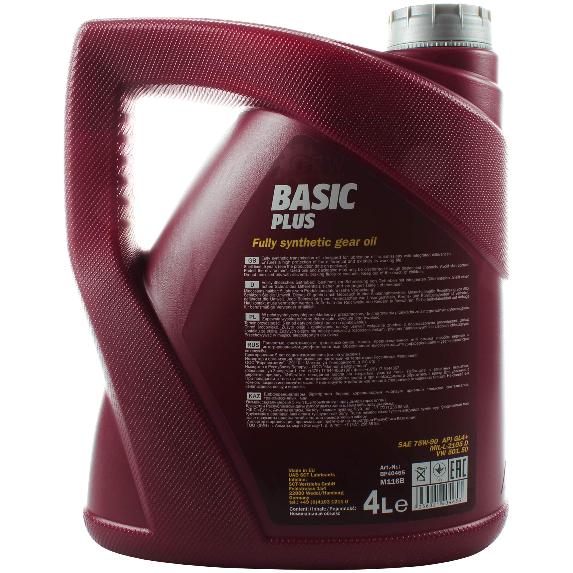 MANNOL Basic Plus 75W-90 API GL 4+ Huile de transmission 7 l