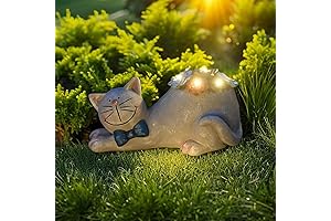 Illuminated Feline Delight: Solar-Powered Outdoor Cat Statue