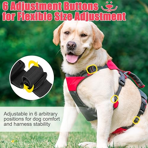Miniatura 5 de PUPTECK Arnés para perro a prueba de escapes, chaleco ajustable sin tirones y correa de doble asa, suave asa acolchada de elevación para perros