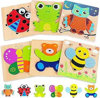 Wooden Puzzles Toddler Toys Gifts for 1 2 3 Year Old Boys Girls, Animal Jigsaw Puzzles Montessori Toys, Learning Education...