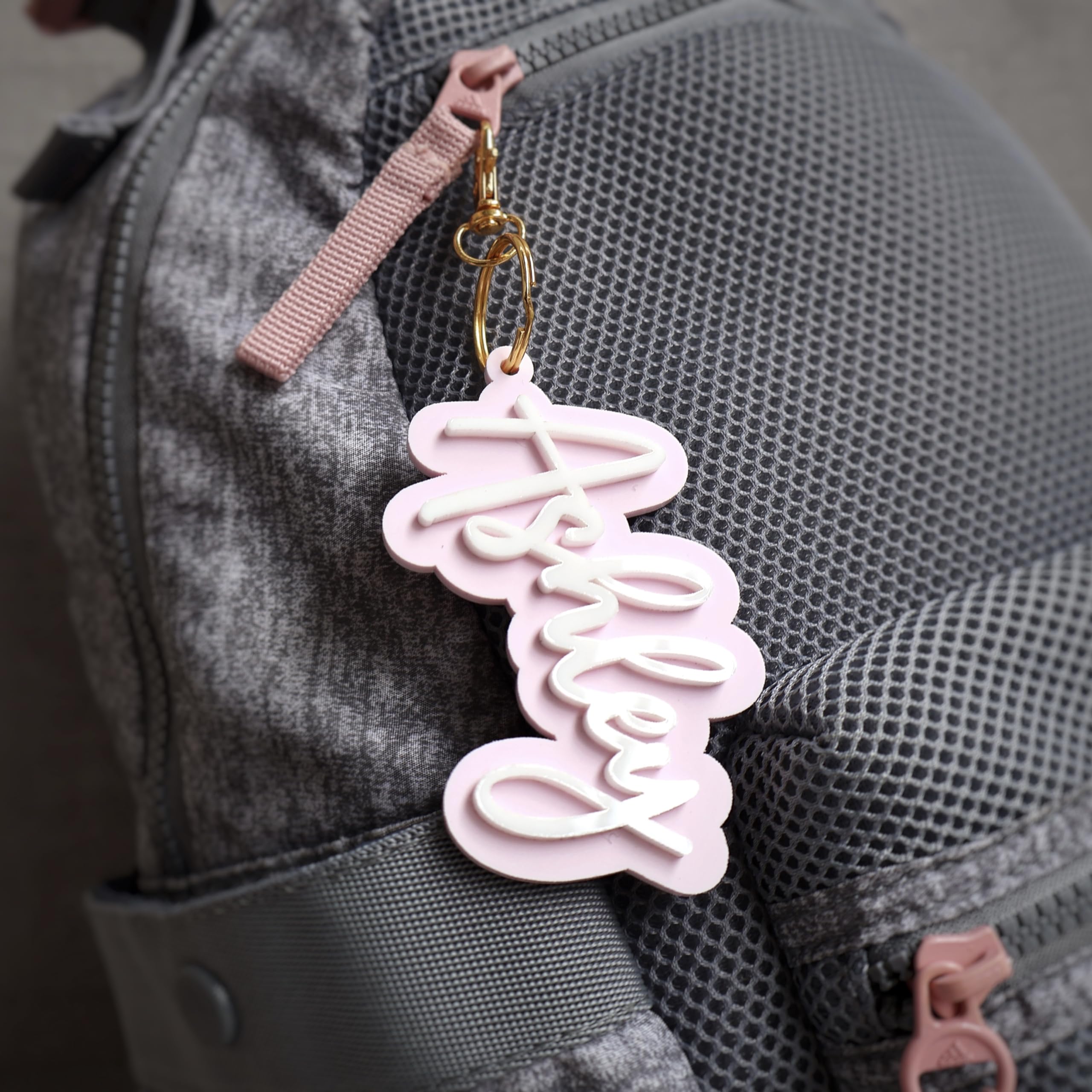 Amazon.com: Acrylic Keychain Personalized, Custom Name Charm, School Tag,  Backpack, Diaper Bag Tag, Lunchbox Accessories : Clothing, Shoes & Jewelry