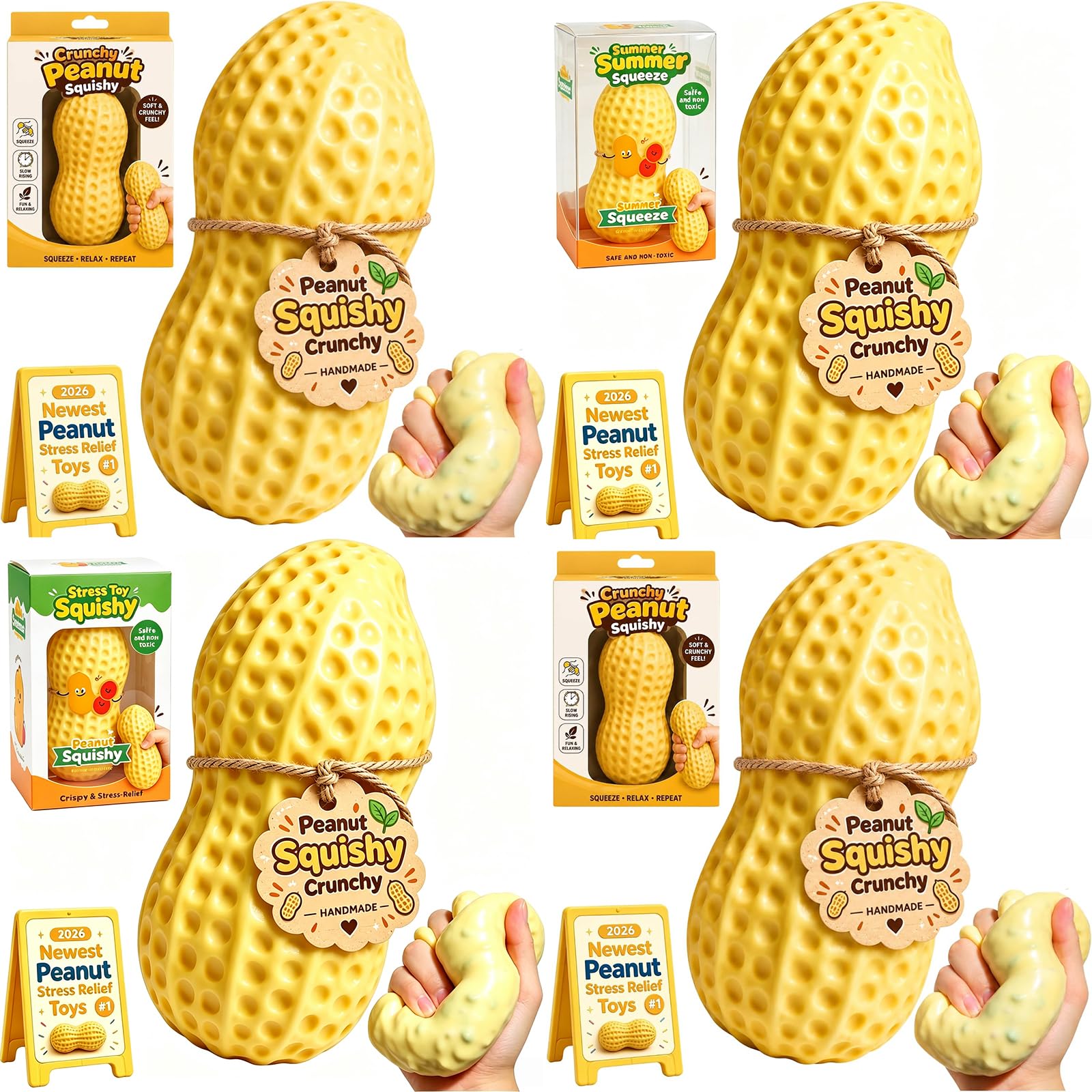 Crunchy Peanut 𝓢𝓺𝓾𝓲𝓼𝓱𝔂 Figurine Slow Rising with Bead Filling，A-