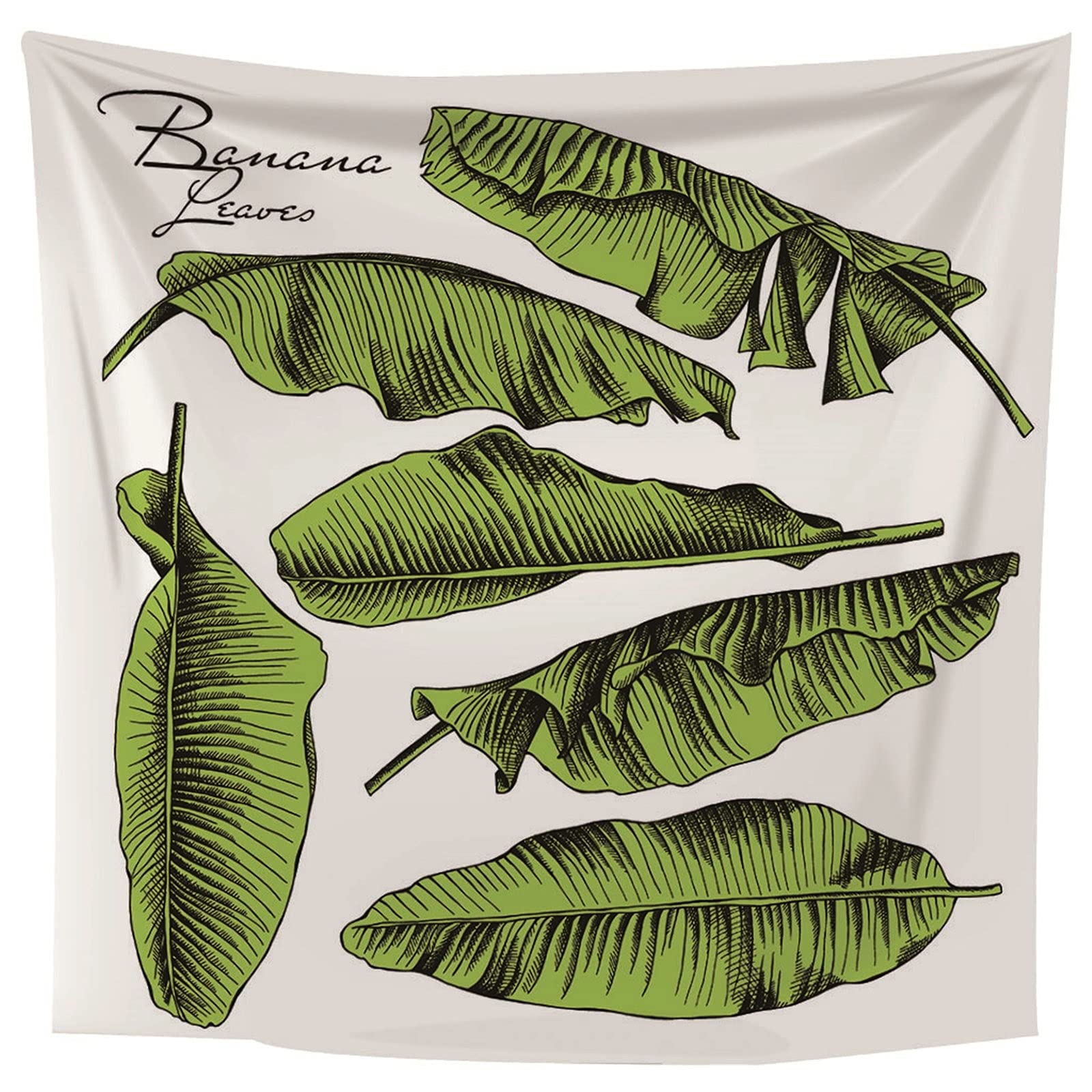 Aeici Tela Pared Playa, Tapiz Pared Decoracion Playa Tapiz Tema de la Planta Hojas de plátano- Blanco, 200x200CM