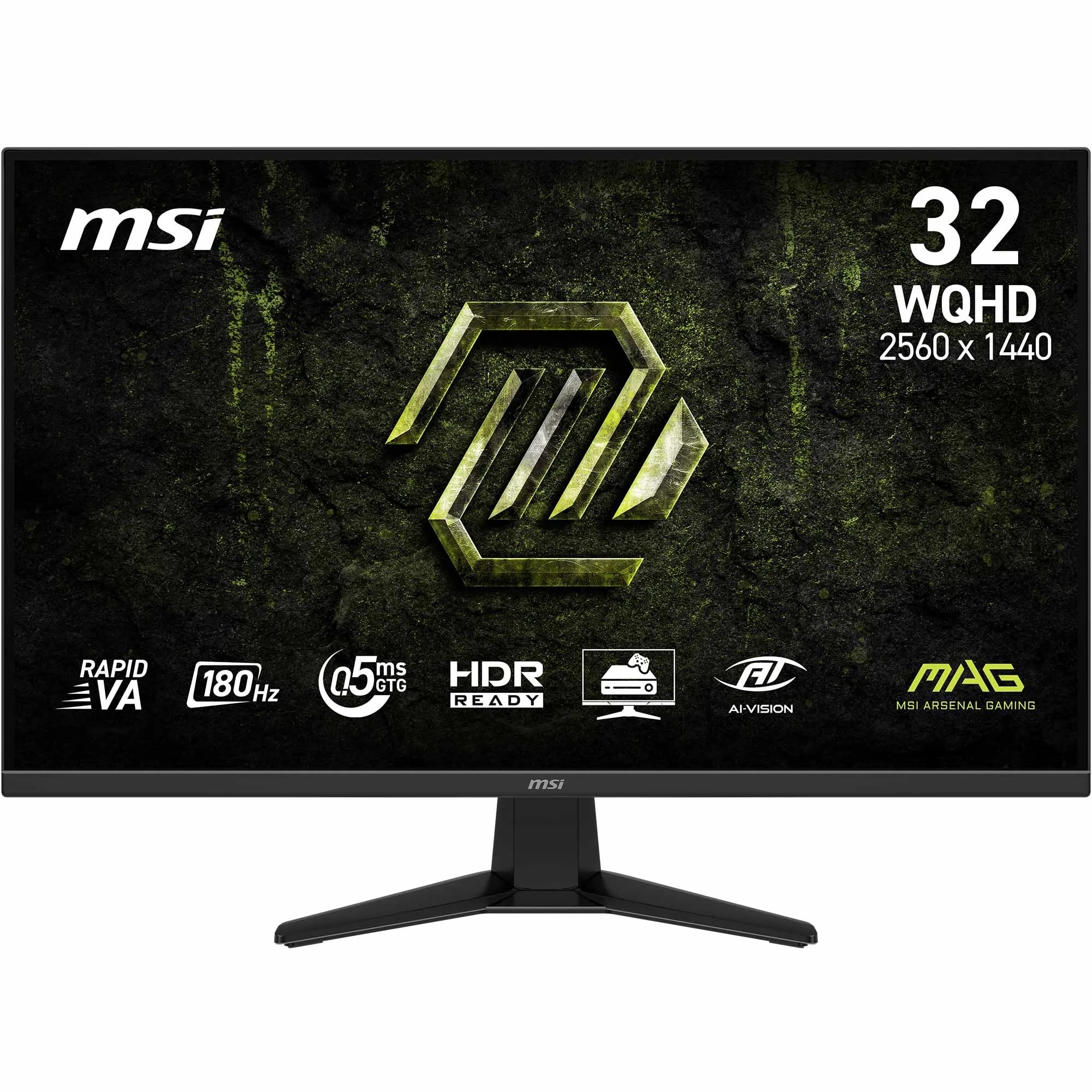 MSI MAG 325QFA E18V Monitor gaming 32"resolución WQHD, Rapid VA 2560x1440, 180Hz, 0,5ms, compatible con HDR, protección ocular, HDMI 2.0b, DP 1.4a, inclinación ajustable, compatible VESA, color negro - 2