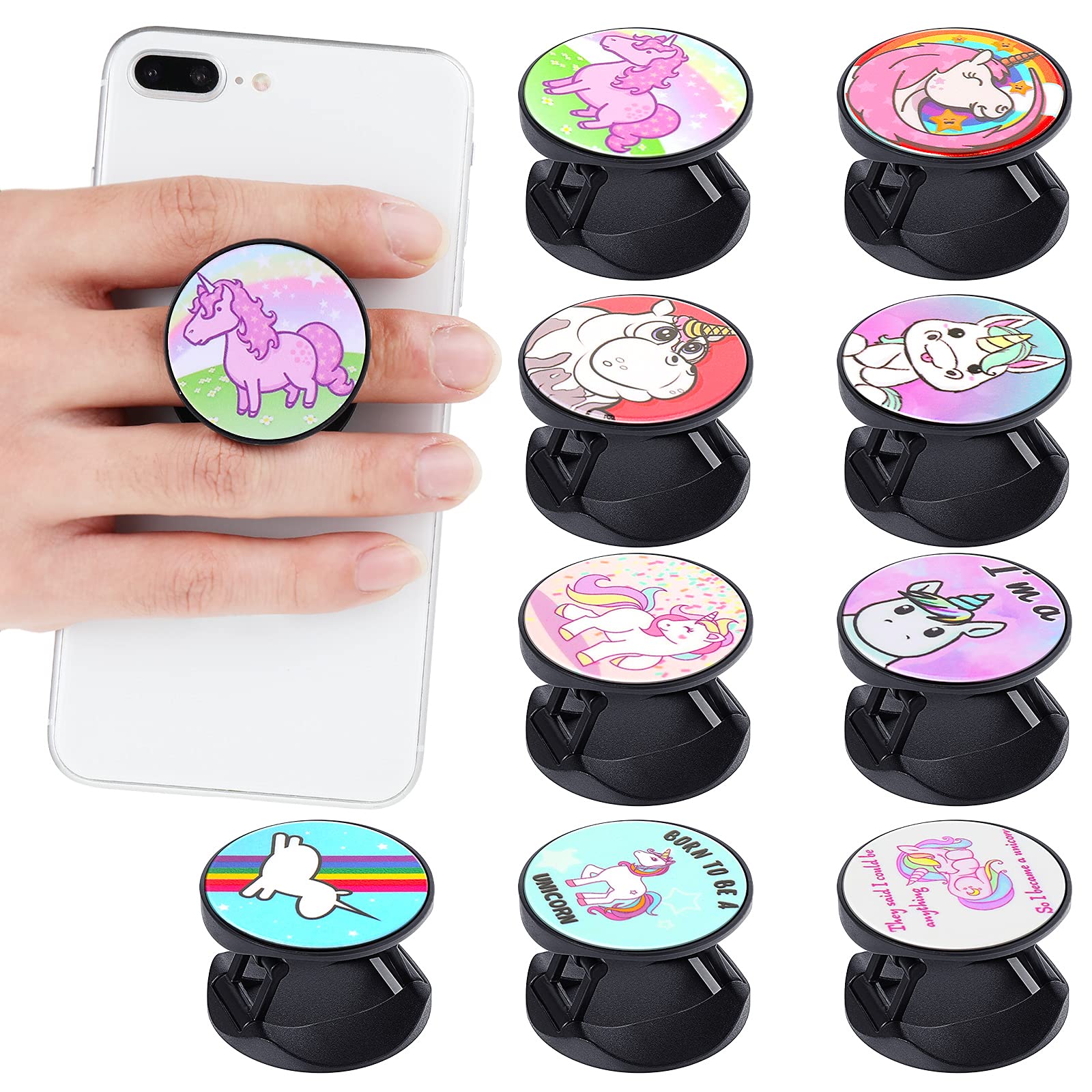 Pieces Unicorn Phone Grip Holder Stand Cute Expanding Grip Finger  Kickstand Hand Grip Foldable Phone Mount Compatible with Most Phones Cases