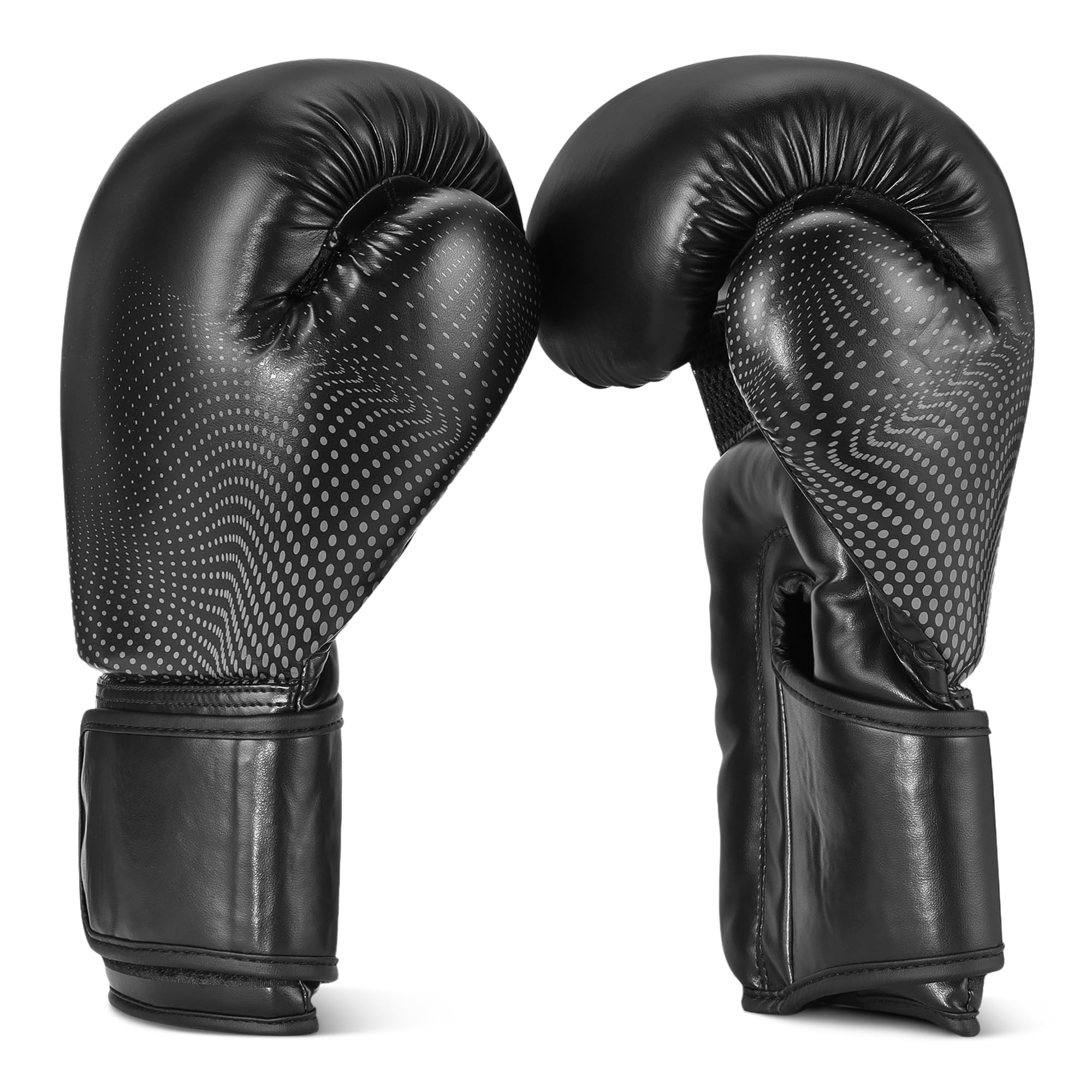 Amazon Basics Guantes de Boxeo de Cuero Sintético para Hombres y Mujeres - Guantes de Entrenamiento para Sparring, MMA, Muay Thai - Diseño Ergonómico y Transpirable con Soporte de Muñeca - Negro — view 7