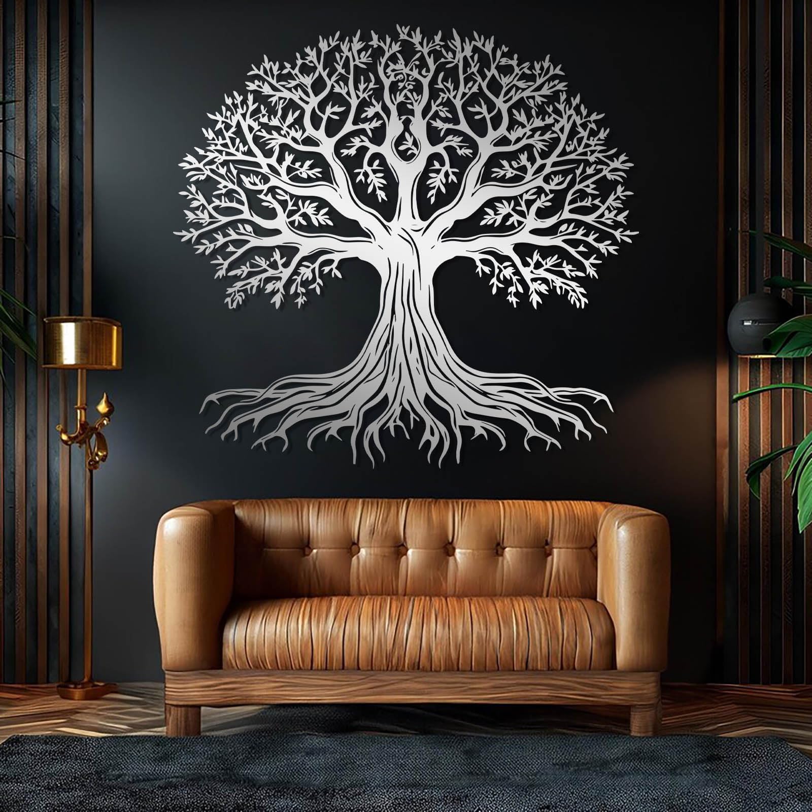 Albero della Vita in Metallo Argento Decorazione da Parete Ramo in Metallo Grande Decorazione da Parete Arte Natura per Esterni Albero della Vita Opera d'Arte Decorazione Scultura Moderna per Soggior