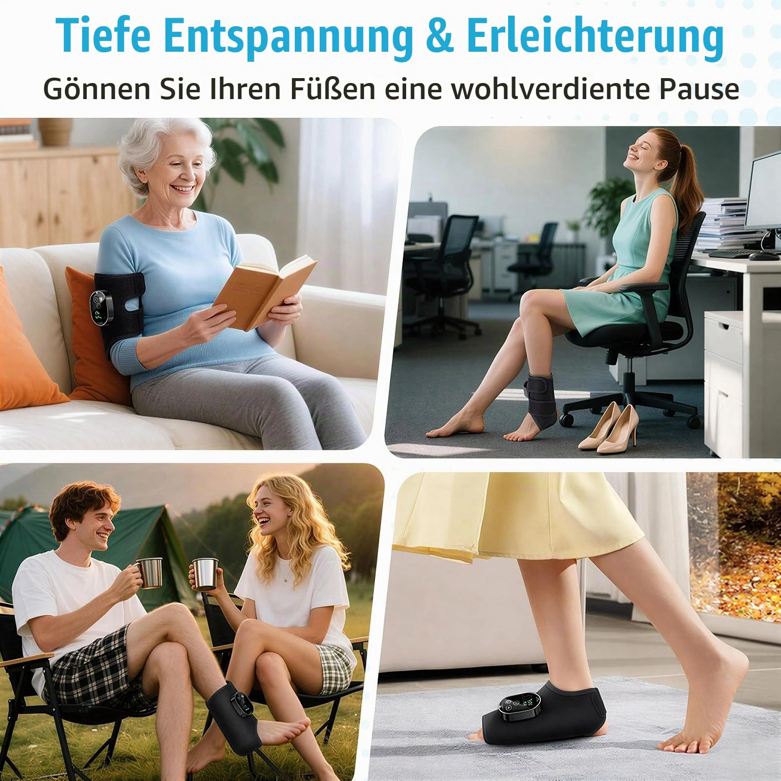 Kabelloses Fußmassagegerät bei Neuropathie, 6 Wärme & 3 Vibrationsstufen