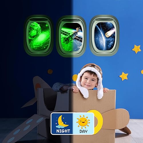 Miniatura 3 de Calcomanías de pared 3D que brillan en la oscuridad, juego de 3 calcomanías de ventana de galaxia para pared, decoración de habitación temática