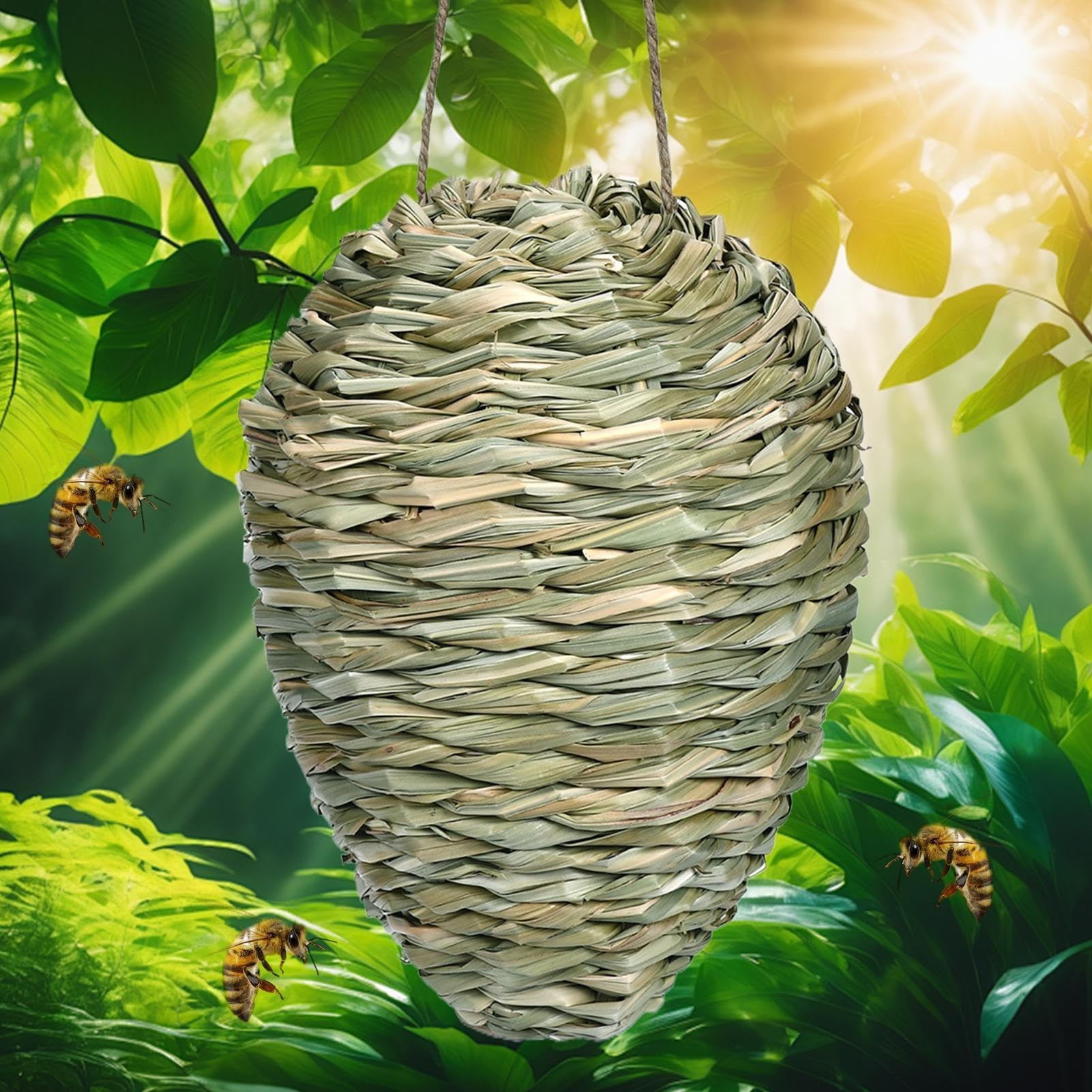 Nido di vespe intrecciate, deterrente per vespe da appendere, per vespe e calabroni, decorazione da appendere, per verande, frutteti, verande