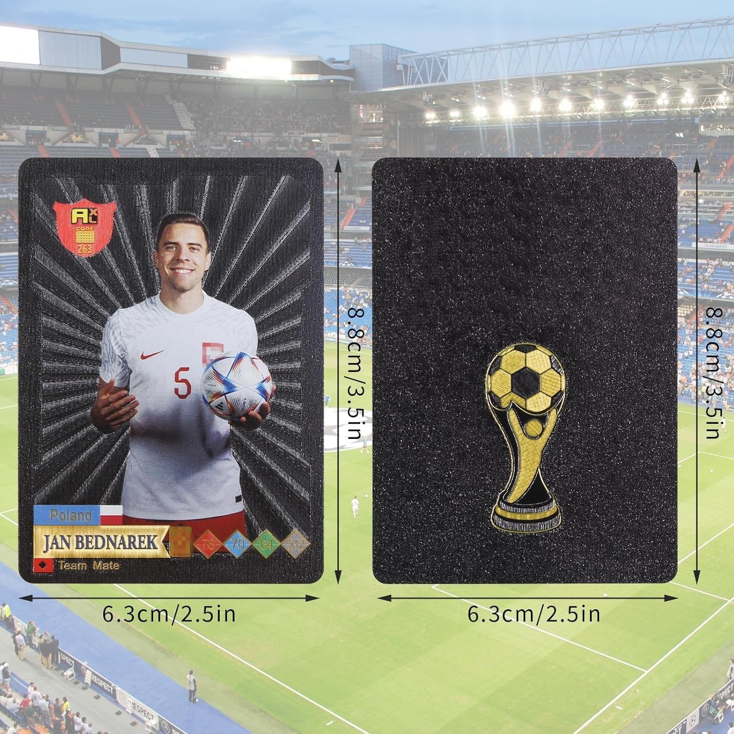 Bestie Toys Football Cards - 55 Non-Repeated Soccer Star Collection, Black Foil Trading Cards, Sports Souvenirs for Kids & Adults, Soccer Fans 2