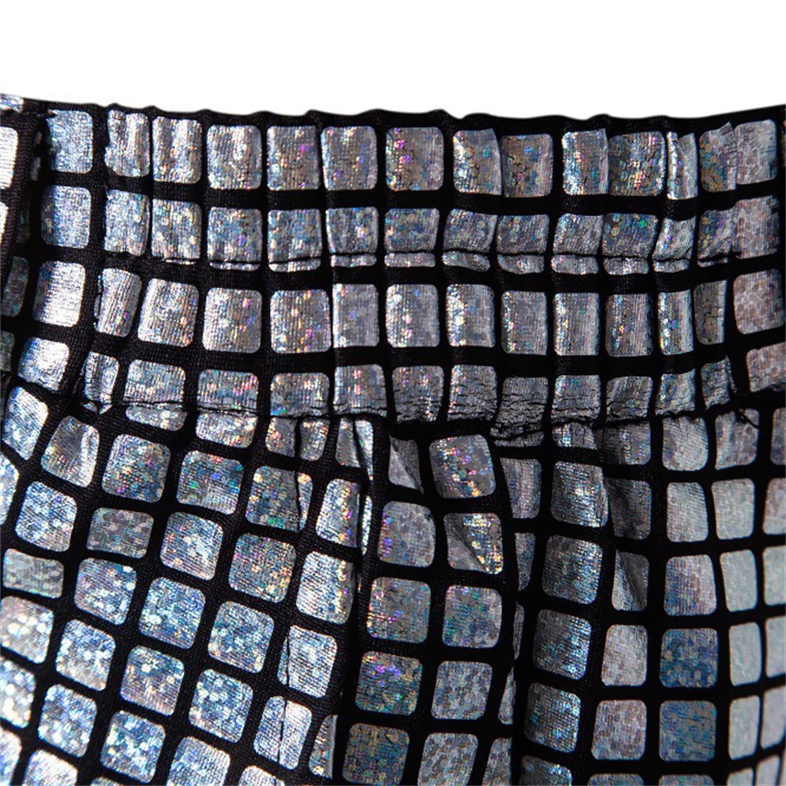 Anzug Herren 2 Teilig Disco Sets Glitzer Jacke und Hose Metallic Glänzende Pailletten Anzüge für Discokugel Party Karneval Kustüm Hochzeit 70er 80er Jahre Outfit Mottoparty Elegant Herrenanzüge