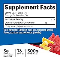 Vista 2 de Nutricost - Monohidrato de creatina en polvo (sabor ponche de frutas, 500 gramos)