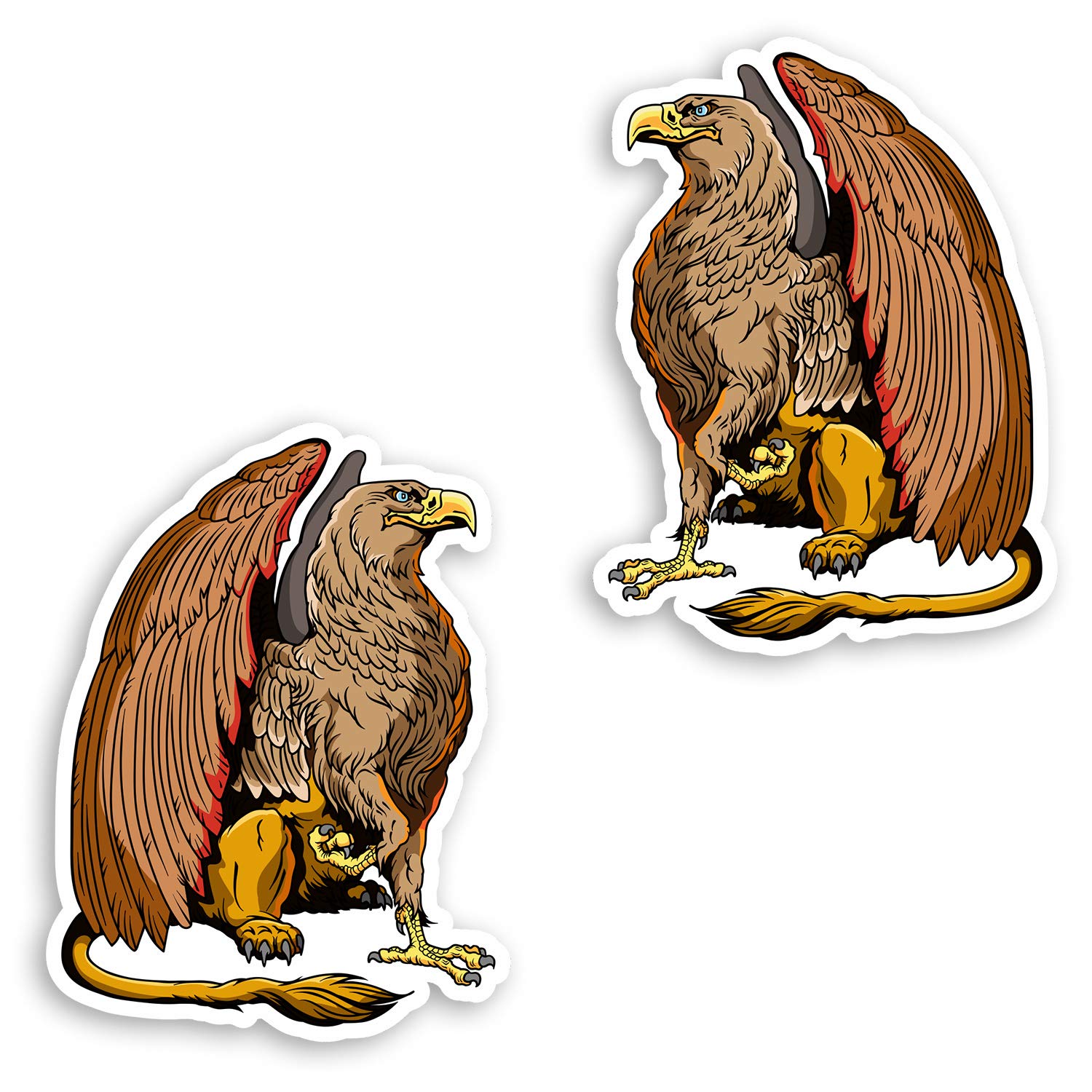 Destination Vinyl Ltd Multi 2 X 10Cm Griffin Vinyl Stickers - Mythical Creature Eagle Skate Sticker #29005
