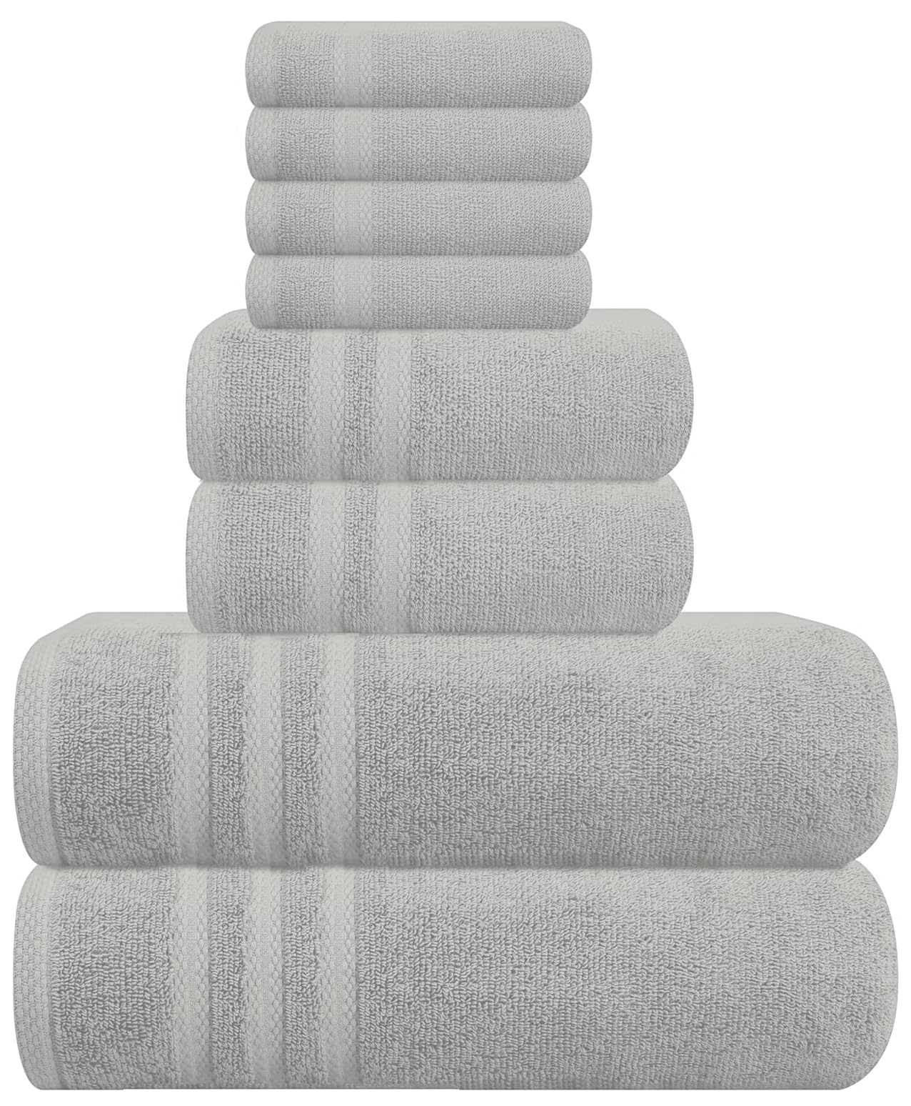 WovenWonder 8 Piece Bale Towel Set 100% Egyptian Cotton 2 Bath Towels, 2 Hand Towels